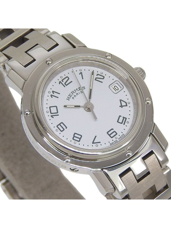 Hermes Clipper Stainless Steel Silver Kuo Analog Display Blue Dial Watch main image 7